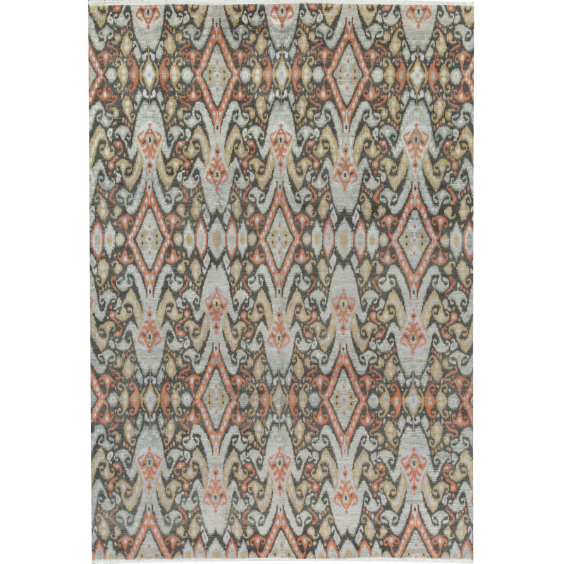One-of-a-Kind Hand-Knotted High-Quality Beige/Orange/Black Area Rug