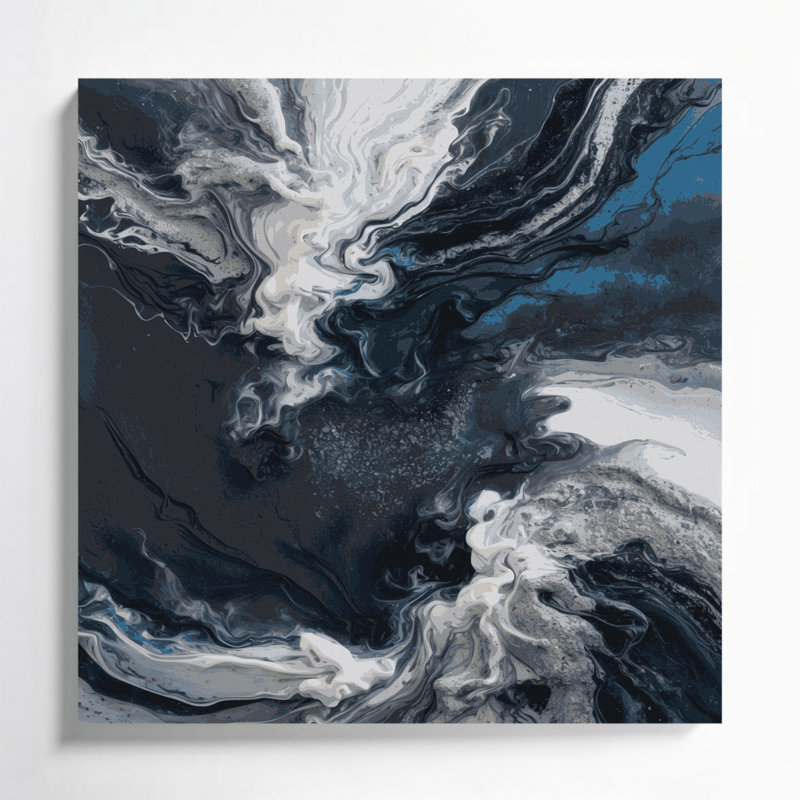 Abstrait art fluide sur toile grise 18, H 32 po x l 32 po