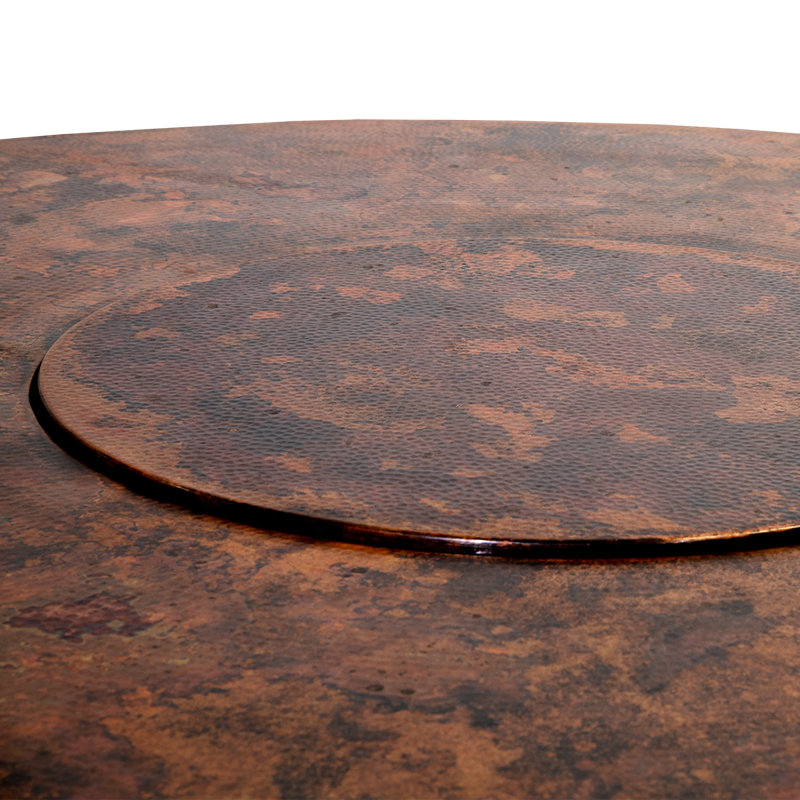 Round Copper Dining Table with Lazy Susan