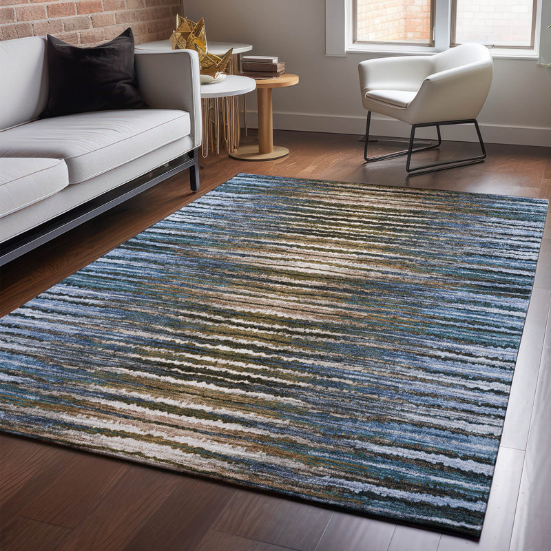 Premium Machine Washable Cerrito AMF604 Blue Rug, Rectangle 10' x 14'