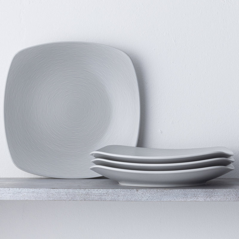 Noritake Colorscapes Swirl Square Dinner Plates, 10-3/4", Grey