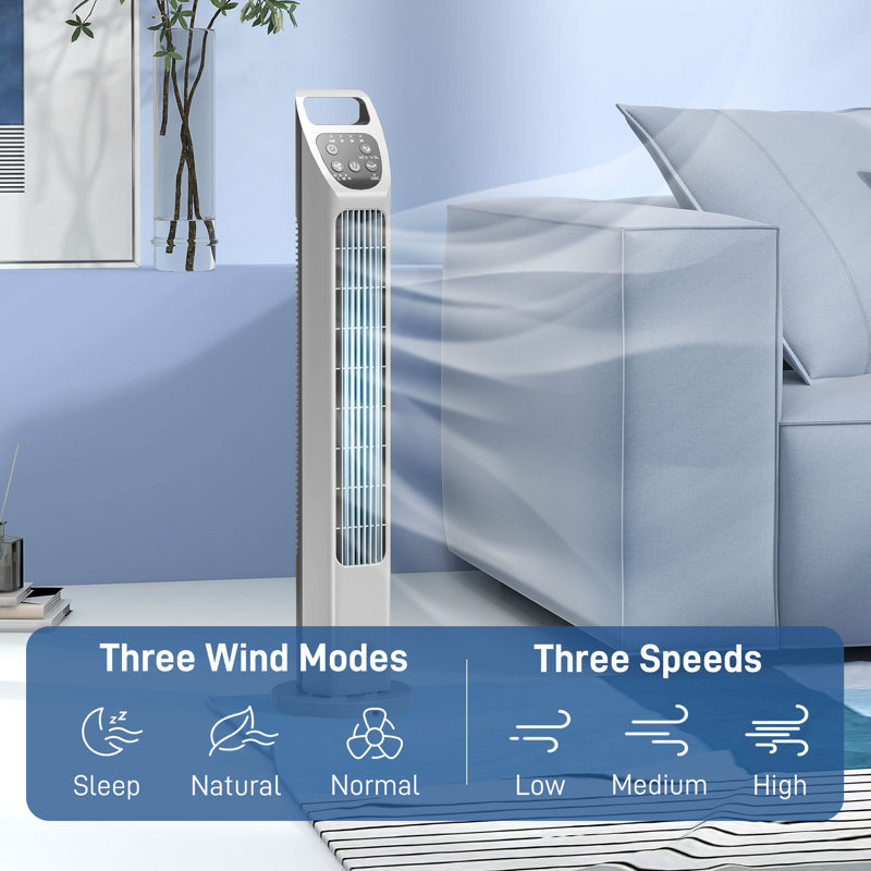 HOMCOM 78.5cm Oscillating Tower Fan Fan, Silver