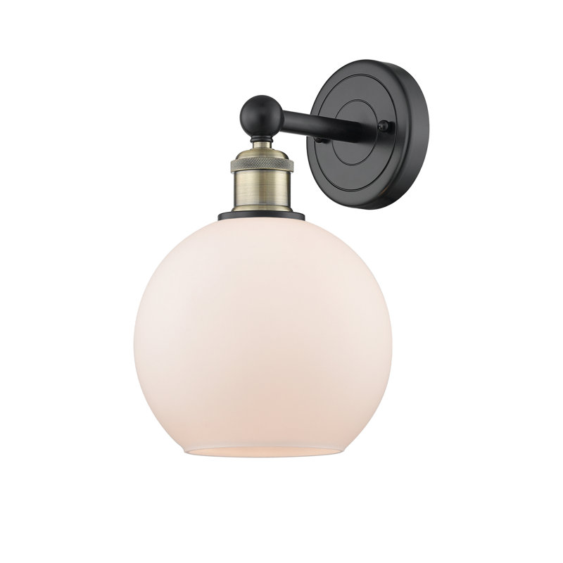 Ellington Steel Armed Sconce, Matte White, Black Antique Brass