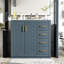 Armoire de salle de bain 36 po avec lavabo en céramique, planches, glissière à tiroir lisse, rangement multifonctionnel, cadre moderne en bois massif, rangement spacieux pour les articles, portes à fermeture douce, design rétro-1702343898
