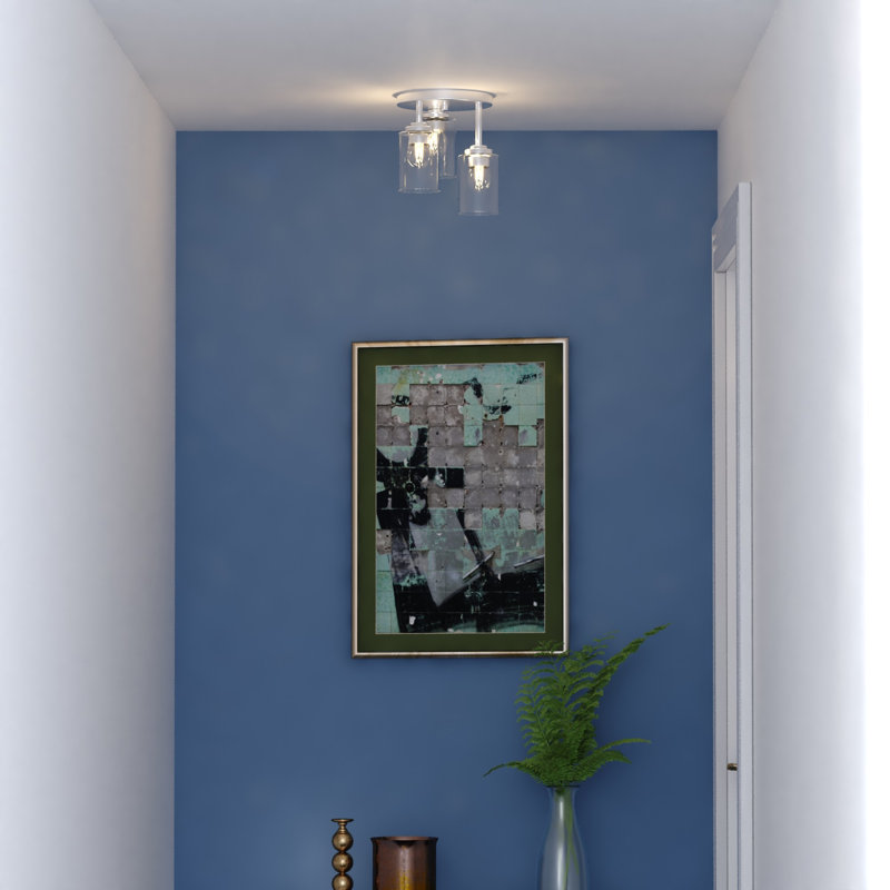 Park Ridge 3-Light 10.5 In. Wide Transitional Cylinder Flush Mount Lighting Fixture, Clear Glass Shade, LED Compatible, For Low Ceilings, Bedroom, Hallway, Kitchen