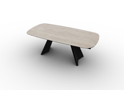 Icaro Extendable Tables, 30"H x 78.75"L x 39.38"W, White Travertino, Matt Black