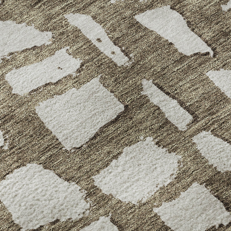 Premium Machine Washable Prisco Brown Rug, Round 8'
