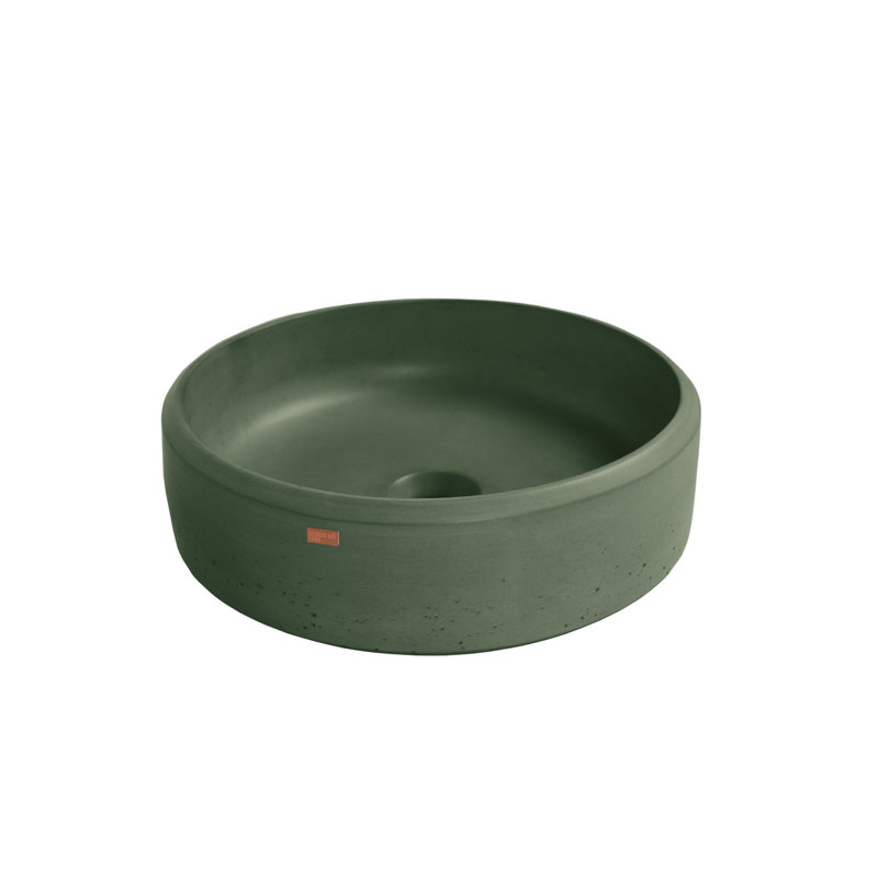 Konkretus Ubud 14.5'' Concrete Circular Bathroom Sink, Amazonic Green