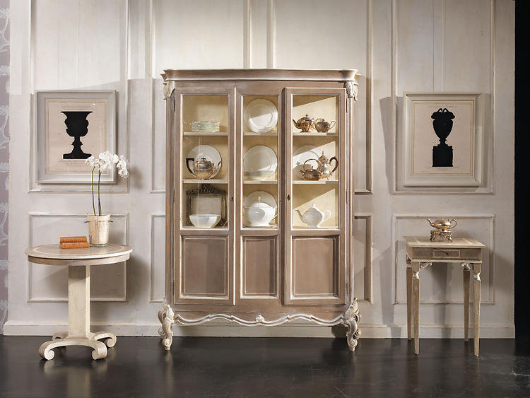 Handpainted China Cabinet, Antique White