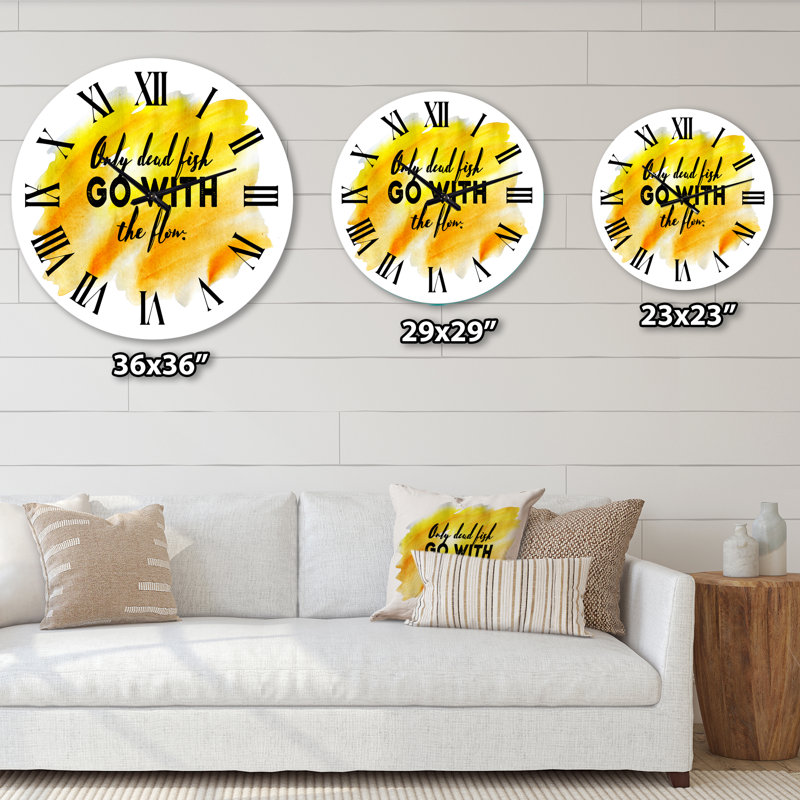 Only Only Fish Go With The Flow - Horloge murale moderne, Grand