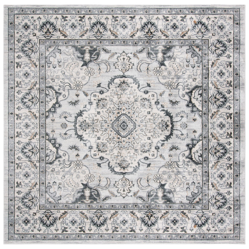 Delmer Performance Oriental Rug, Square 6'7"