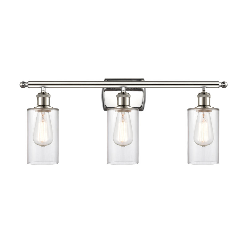 Mallette 3 - Light Dimmable Vanity Light, Polished Nickel, Clear, 6 Watt Vinage LED Bulb