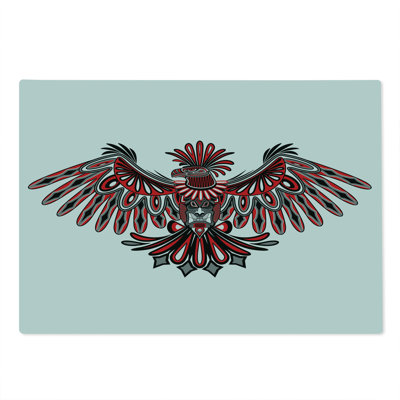 Ambesonne Ethnic Cutting Board Large Size Haida Art Style Eagle Vermilion and Grey