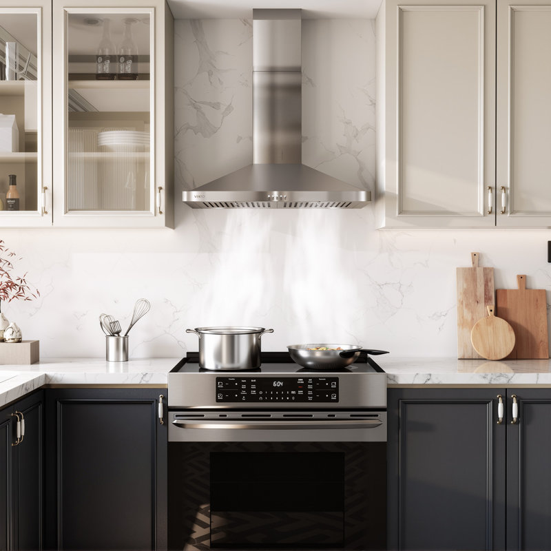 Hotte de cuisine murale VIKIO PRO en acier inoxydable avec ventilation 390CFM, homologuée ETL, filtres à chicane sécuritaires pour lave-vaisselle et lumières DEL pour les cuisines modernes
