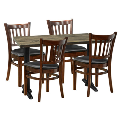 Ensemble de salle à manger 4 personnes - Plateau brun avec chaise