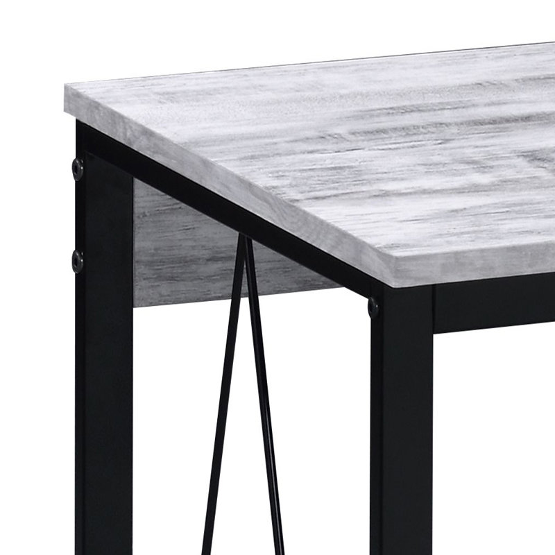 35.5" Writing Desk - Antique White And Black Finish With Metal Sled Base | Gift Idea