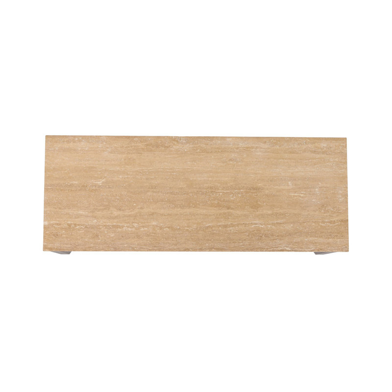 Lawson Writing Desk, Golden Travertine/Amber Oak Thin Veneer