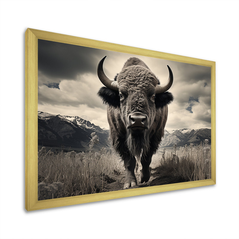 Bison Majestic Bison - Bison, reproduction sur toile, H 34 po x l 44 po x P 1,5 po, Encadrement doré