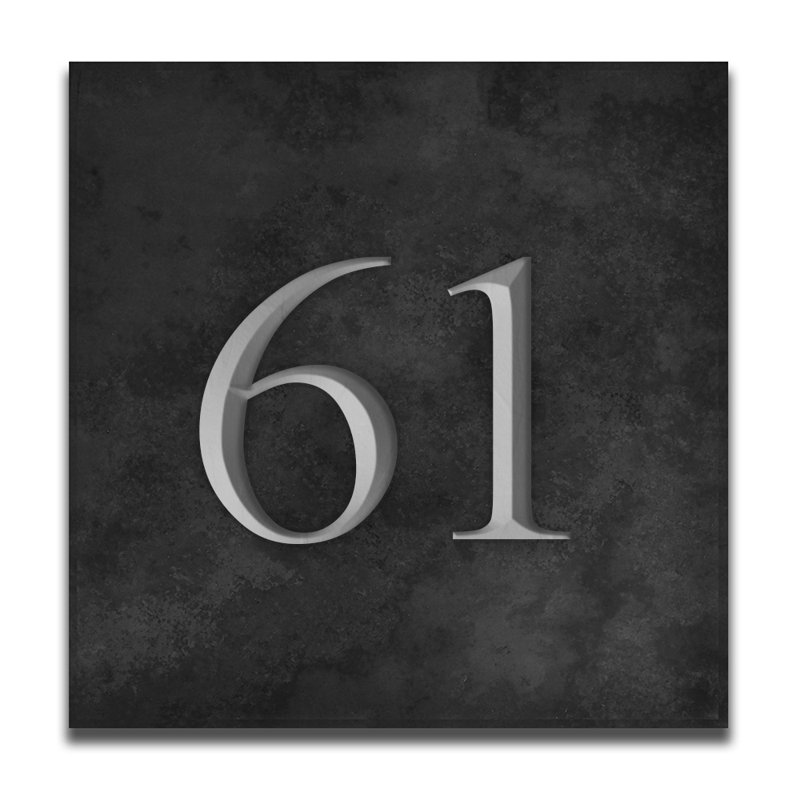 Velia 17.78cm H Stone House Number, 61, Silver