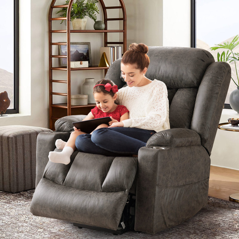 Zisel Large Power Lift Recliner Chair with Massage and Heat, Gray