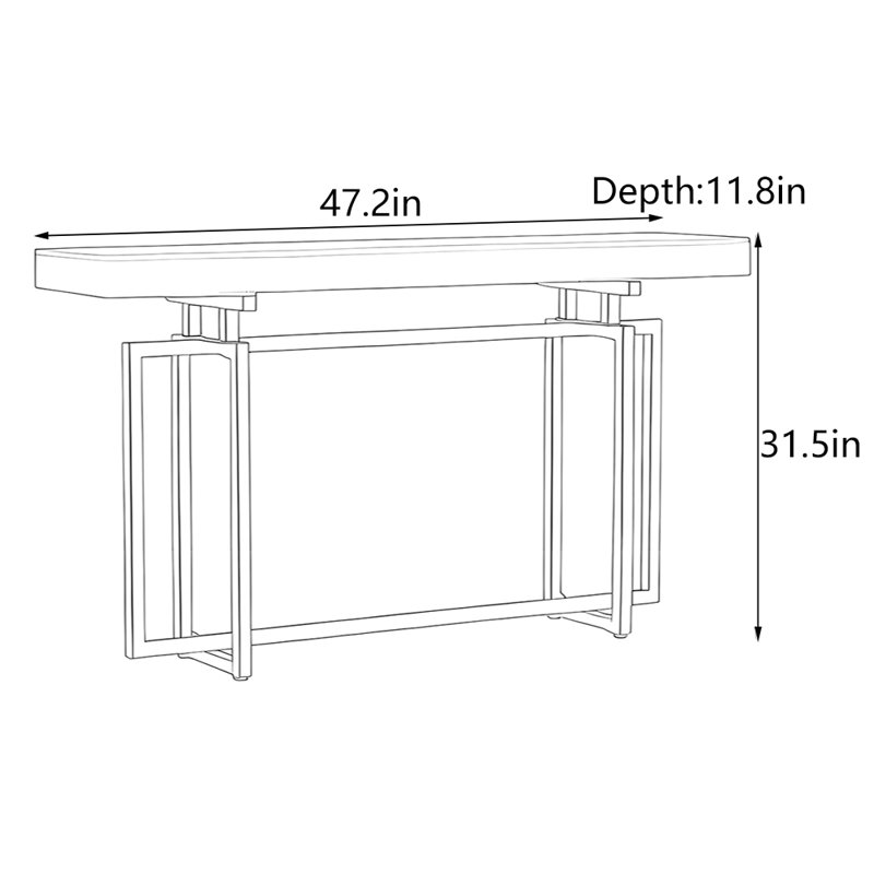 Console Nordic Minimalist, H 31,5 po x l 47,2 po x P 11,8 po, Blanc, Noir