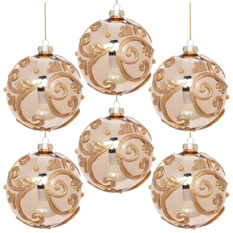 Gold Scroll Ball Ornament, 5 Inches