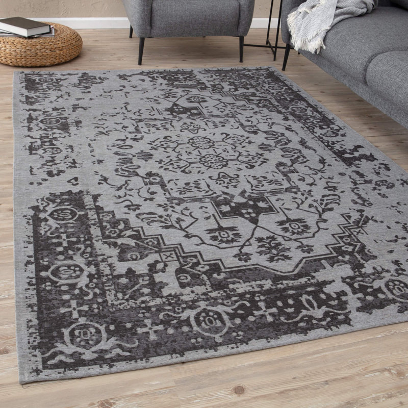 Carina Modern Washable Rugs in Grey | 6963, Rectangle 160 x 230cm
