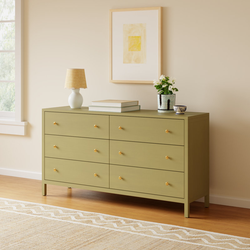 Gracie 6-Drawer Dresser, Olive Green