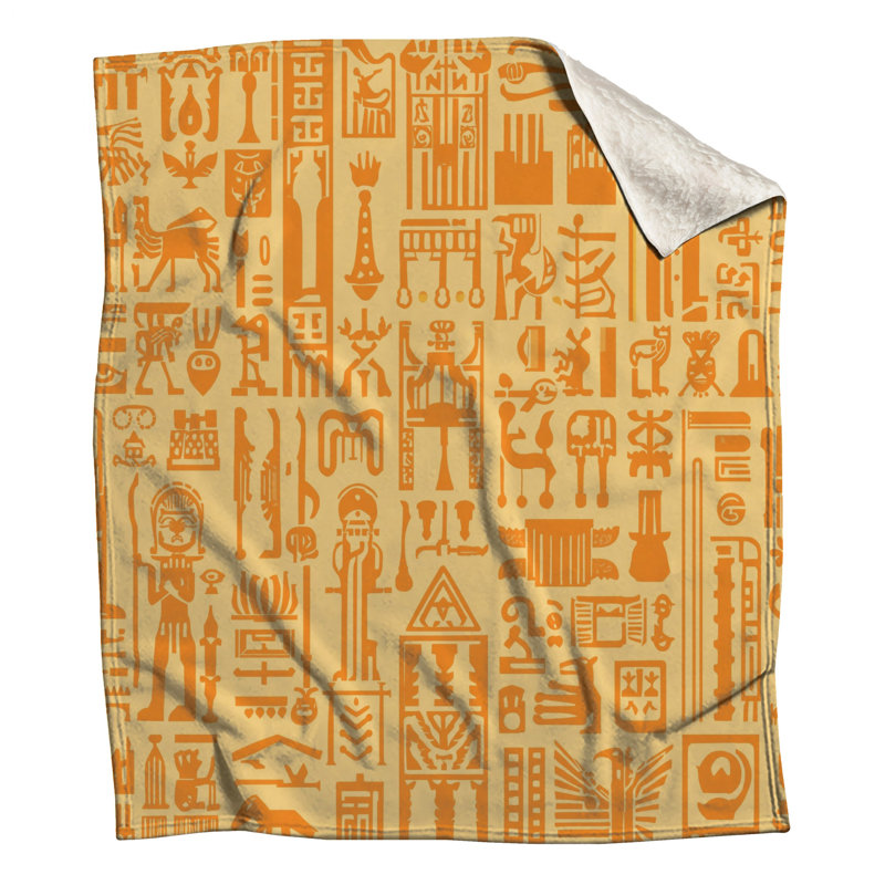 Egyptian Hieroglyphs Pattern Blankets, 60in W x 80in H