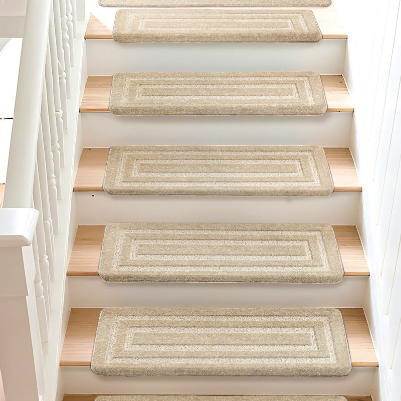 Tapis d'escalier bullnosés antidérapants, Gris crème, 14
