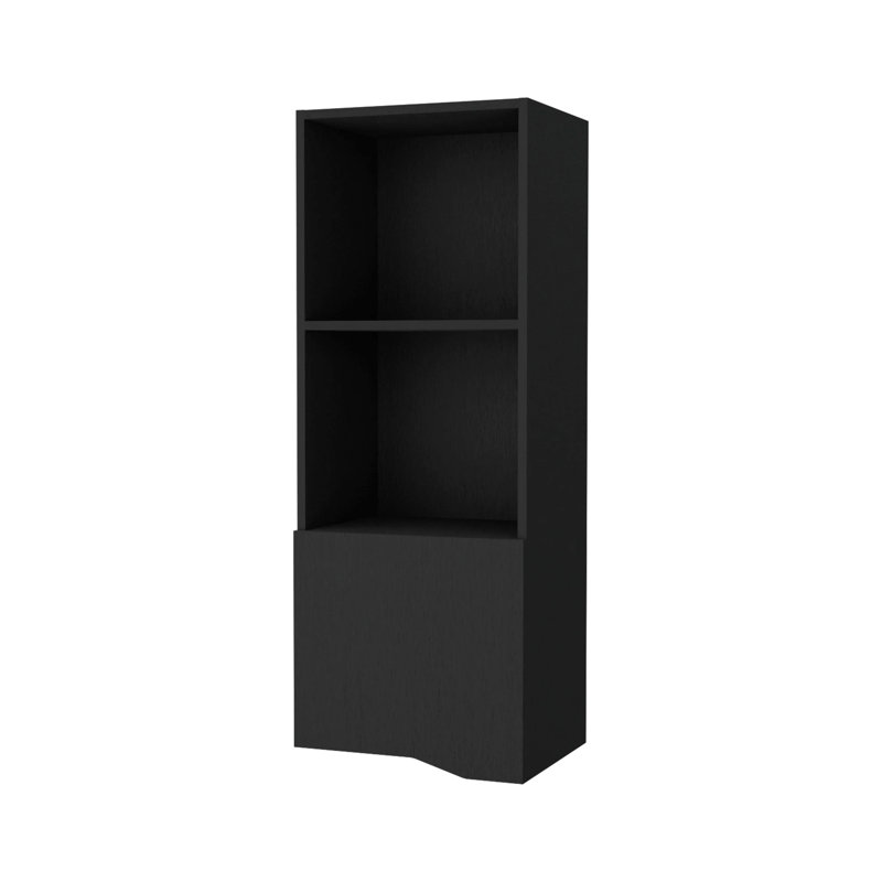 One Door Black Wall Mounted Cabinet - Decorative Storage Stylish Unit, Black