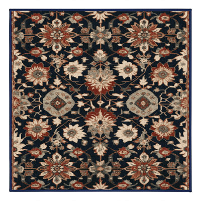 Machine Washable Turkish Blue Area Rug