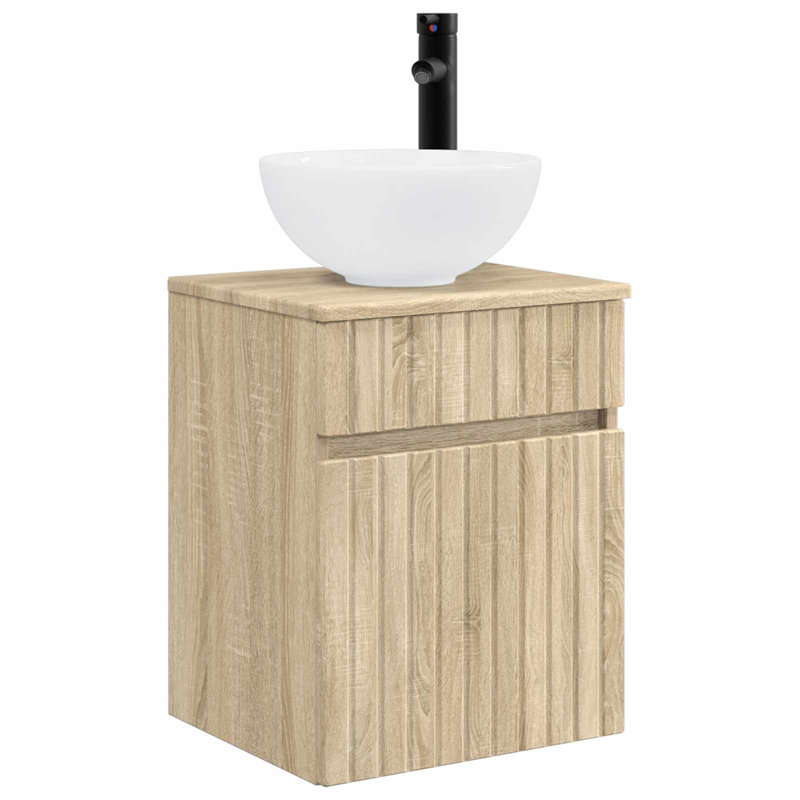 Single Bathroom Vanity with Ceramic Basin, Sonoma Oak