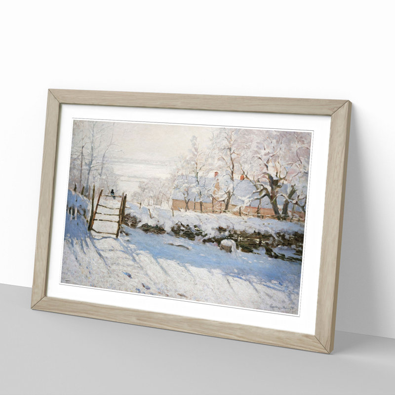 The Magpie by Claude Monet - Picture Frame Painting on MDF, Oak Framed, 27cm H x 36cm W x 2cm D