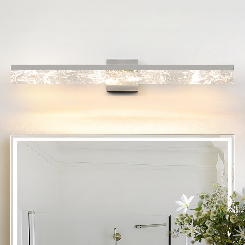 Barre de salle de bain à DEL à intensité variable 32 po Morlon, Nickel satiné
