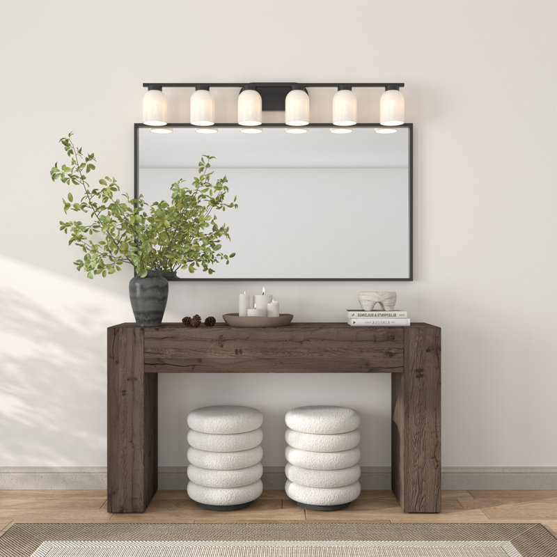 Varlet 6-Light Modern Bathroom Dimmable Vanity Light with White Glass Shades