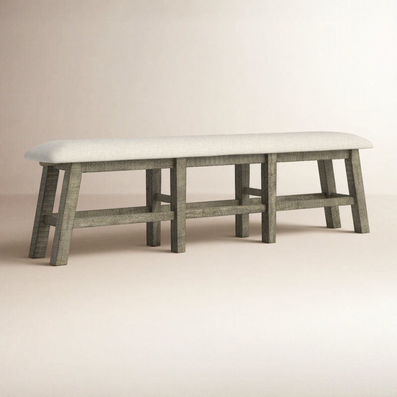 Banc de salle à manger rembourré Fahrettin, Bois flottant gris, H 24 po x l 85 po x P 15 po