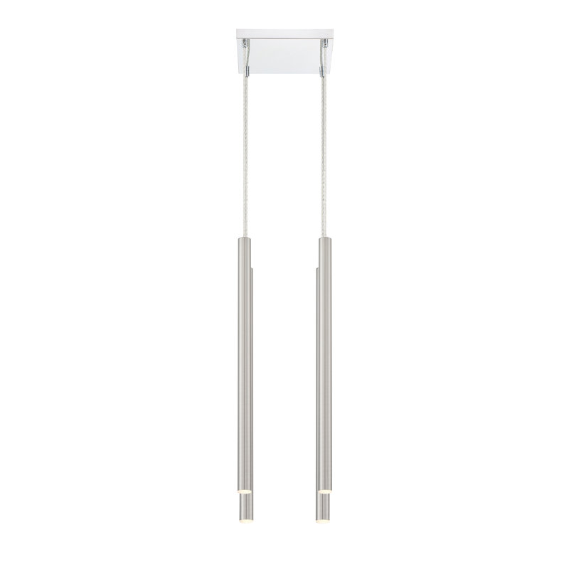 Luminaire suspendu cylindrique à DEL 4 lumières Bowning, Nickel satiné