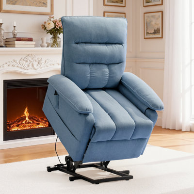 Power Lift Recliner,Electric Recliner Chair for Elderly ,Linen Upholstered Recliner Chair with Side Pockets by Ebern Designs