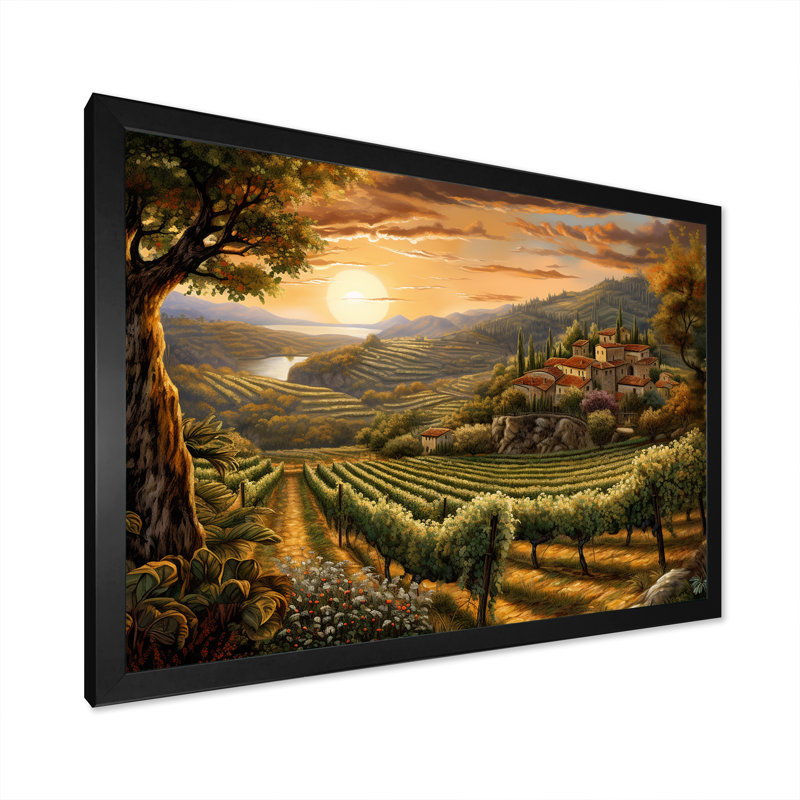 «Vineyard Charm», impression sur toile encadrée, Cadre simple noir, H 34 po x l 44 po x P 1,5 po