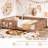 Queen bed with built-in bookshelf and high-quality safety guardrail,Natural-701980665-701980645