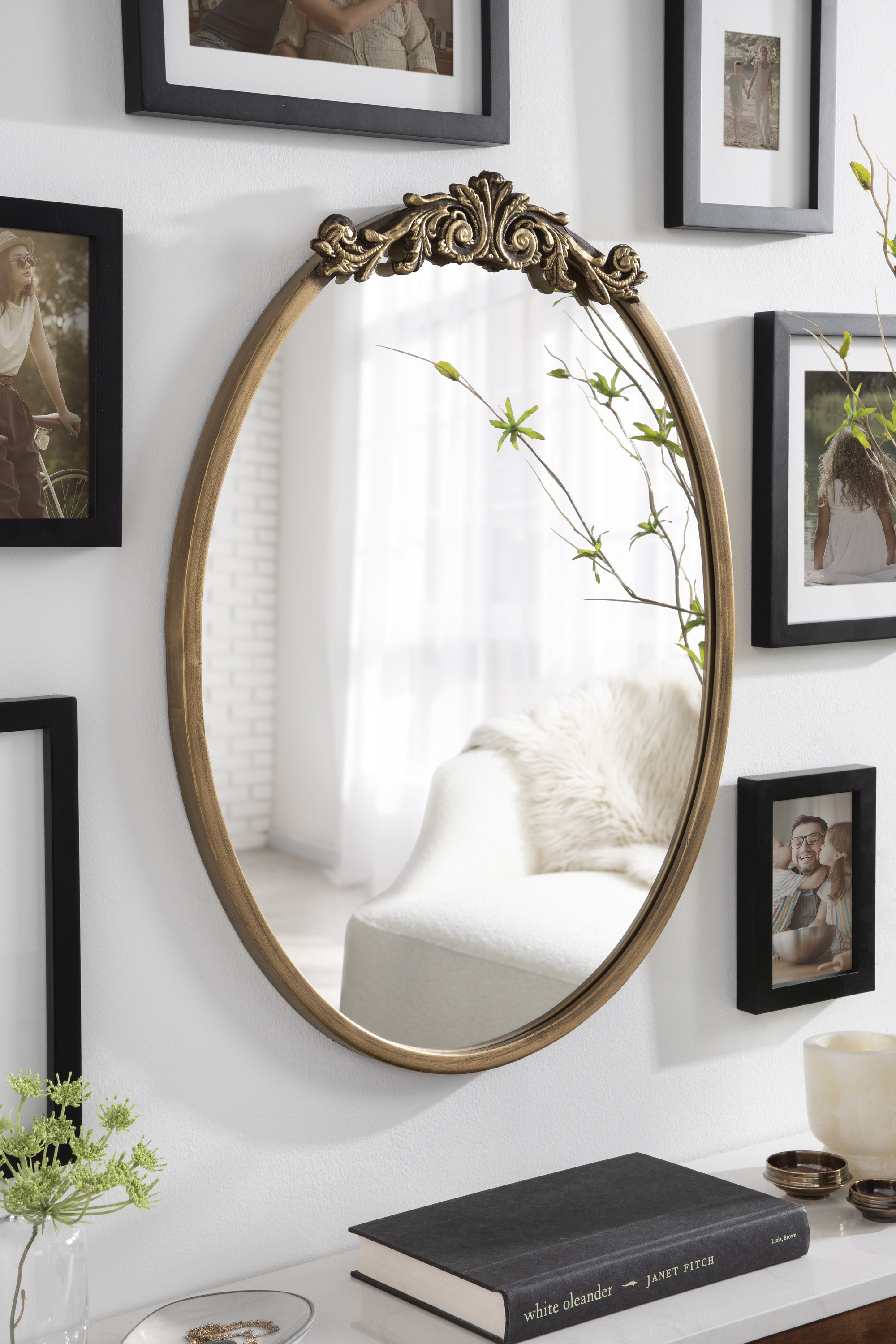 House of Hampton® Damiere Metal Oval Wall Mirror & Reviews