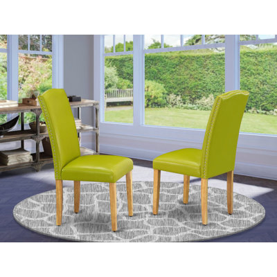 Chaises de salle à manger Parsons Encinal - Ensemble de 2 chaises rembourrées en faux cuir vert automne