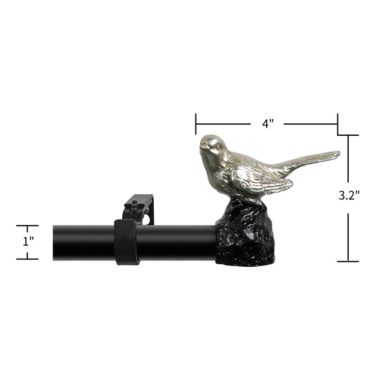Tringle à rideaux simple réglable 1 po, 28" - 48", Étain