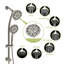 Pomme de douche double multifonction - Système de douche avec pomme de douche à pluie de 4,7 po, douche à main à 7 fonctions, barre coulissante réglable, nickel brossé