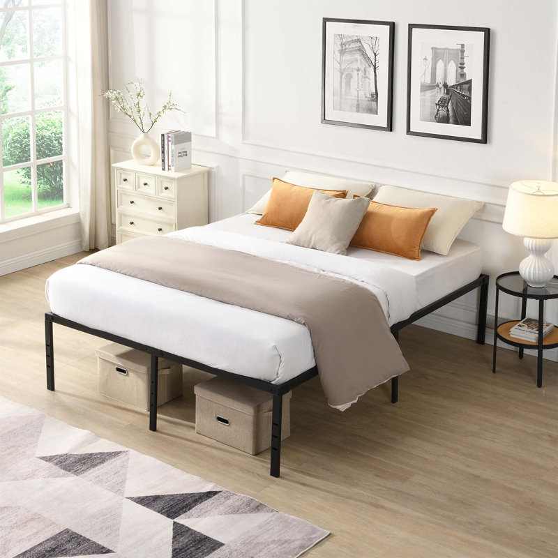 Heavy Duty Bed Frame with Quick Assembly, Noise-Free Design, Ample Storage, and Headboard Compatibility for Any Bedroom, King