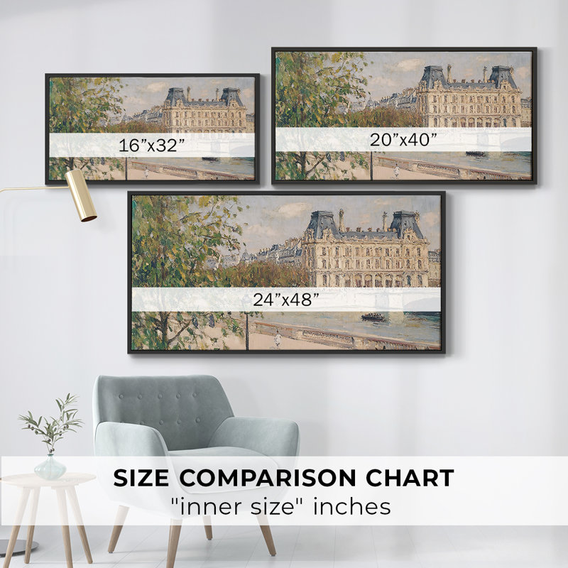 Série paysage - Lxxxi - Toile tendue avec châssis encadré - Prêt à être accroché, H 21 po x l 41 po, Noir