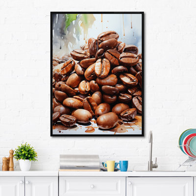 Aliments, grains de café torréfiés I, reproduction d'art sur toile