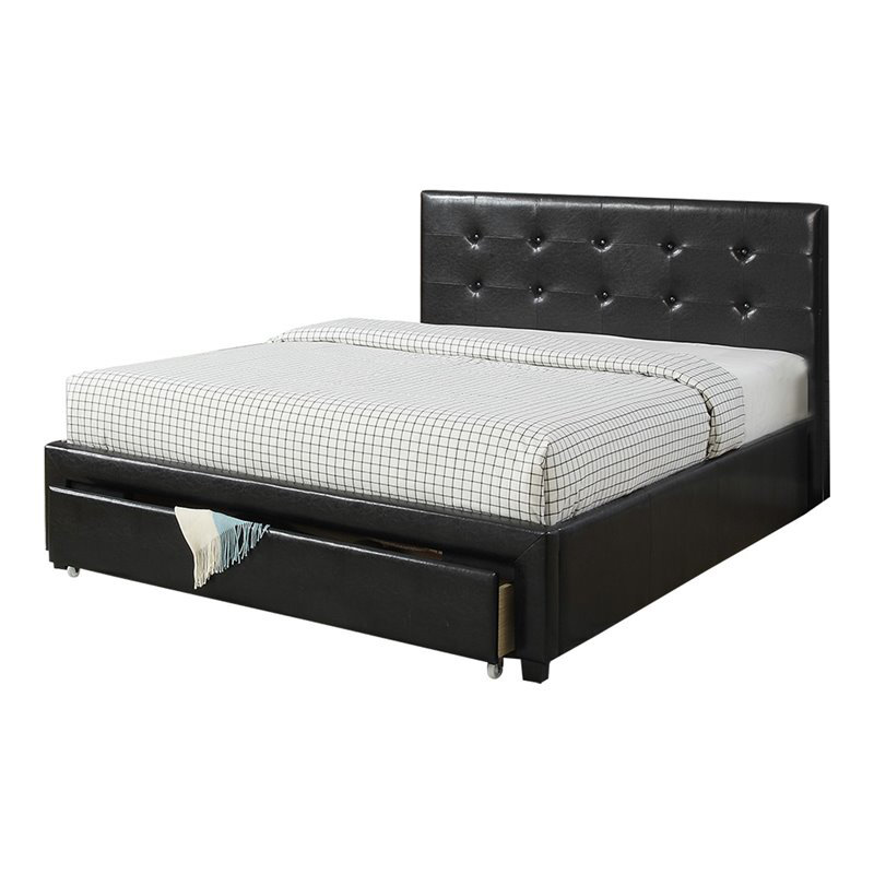 Rembourrage en similicuir pour lit double, Noir