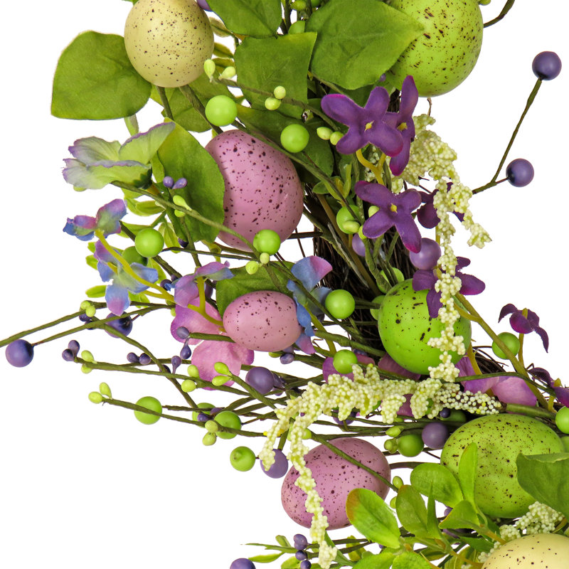 Couronne de fleurs en fleurs, Mauve / Vert